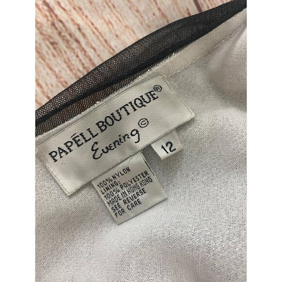 Adrianna Pappell Women's Black Mesh Embellished Cocktail Dress - 12 - Picture 12 of 13